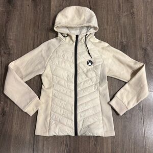 ZYIA Active Courchevel Fleece Hybrid Puffer Jacket Cream w/ Black Accents Small